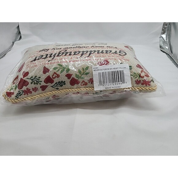 Embroidered Floral Heart Granddaughter Accent Lumbar Toss Throw Pillow 8"x12" - Picture 11 of 15
